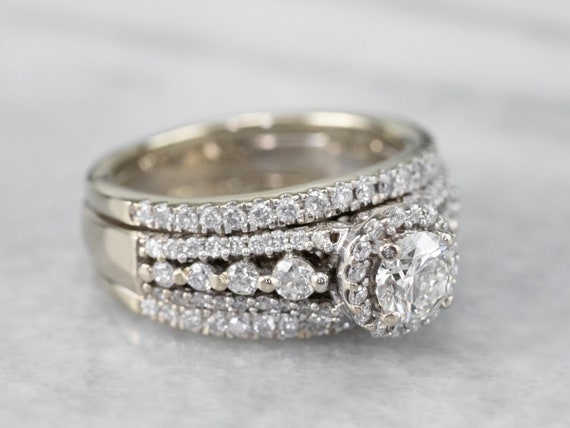 Diamond Engagement and Wedding Band Stacked Set, … - image 2