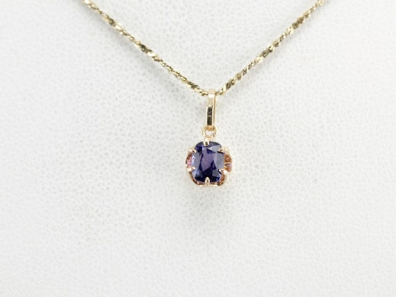 Purple Sapphire Pendant, Sapphire Solitaire Penda… - image 6