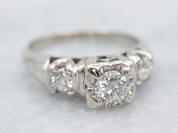 Vintage Diamond Engagement Ring, Diamond Three St… - image 1