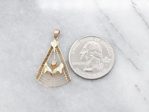 Antique Old Mine Cut Diamond Lavalier Pendant, Fl… - image 3