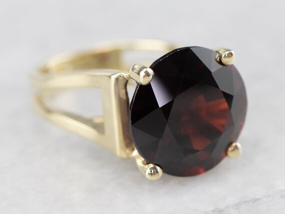 14K Yellow Gold Garnet Statement Ring, January Bi… - image 3