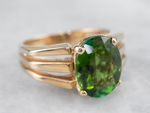 Vintage Green Tourmaline Ring, Green Tourmaline S… - image 2
