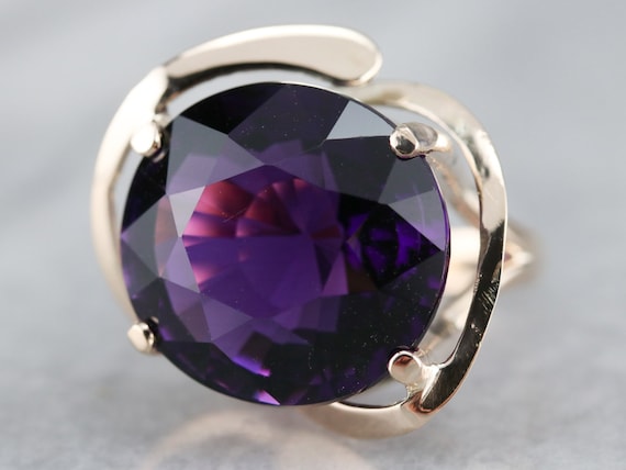 14K Yellow Gold Amethyst Statement Ring, 17.73 Ca… - image 3
