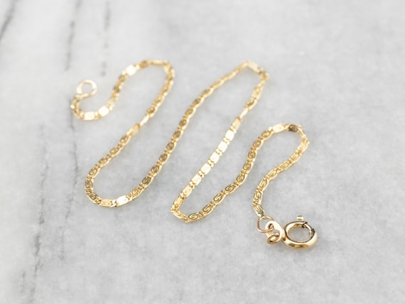 14K Gold Scroll Chain Anklet, Thin Chain Anklet, L
