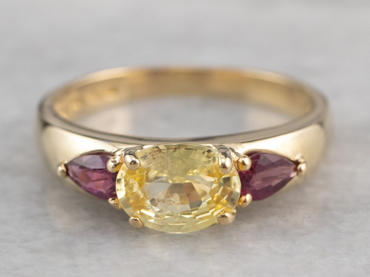 Ruby and yellow sapphire ring deals