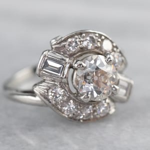 Vintage Diamond Platinum Ring, Diamond Cocktail Ring, Statement Ring, Right Hand Ring, Engagement Ring, Anniversary Ring, Y1T0ZAAX