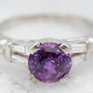 Bague de fiançailles saphir rose platine et diamant, bague solitaire, bague de fiançailles saphir, bague de naissance, bague en pierre rose, A24807
