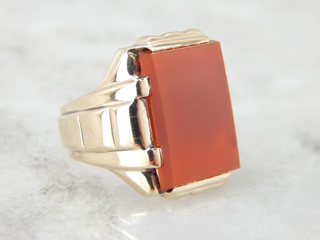 Sleek Carnelian Men's Ring From the Retro Era 63583V-N - Etsy