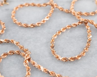 14K Rose Gold Rope Chain, 20 Inch Twisted Necklace