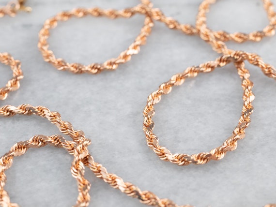 14K Rose Gold Rope Chain, Twisted Chain, Layering… - image 1