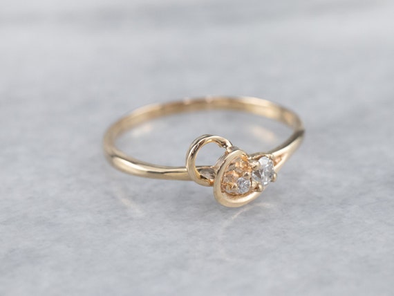 Dainty Double Diamond Ring, Looping Gold Diamond … - image 3
