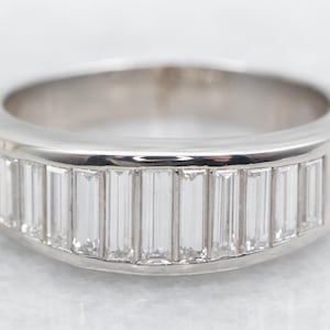 Modern Baguette-Cut Diamond Band, Diamond Statement Band, Wedding Band, Stacking Band, Platinum Diamond Band, Diamond Anniversary A51652