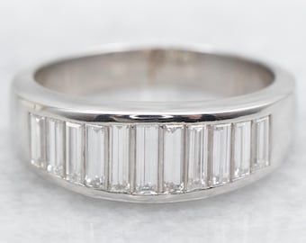 Platinum Baguette Diamond Band, Statement Wedding Ring