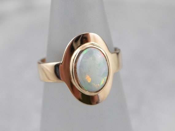 Vintage Opal Ring, Opal Cocktail Ring, Yellow Gol… - image 8