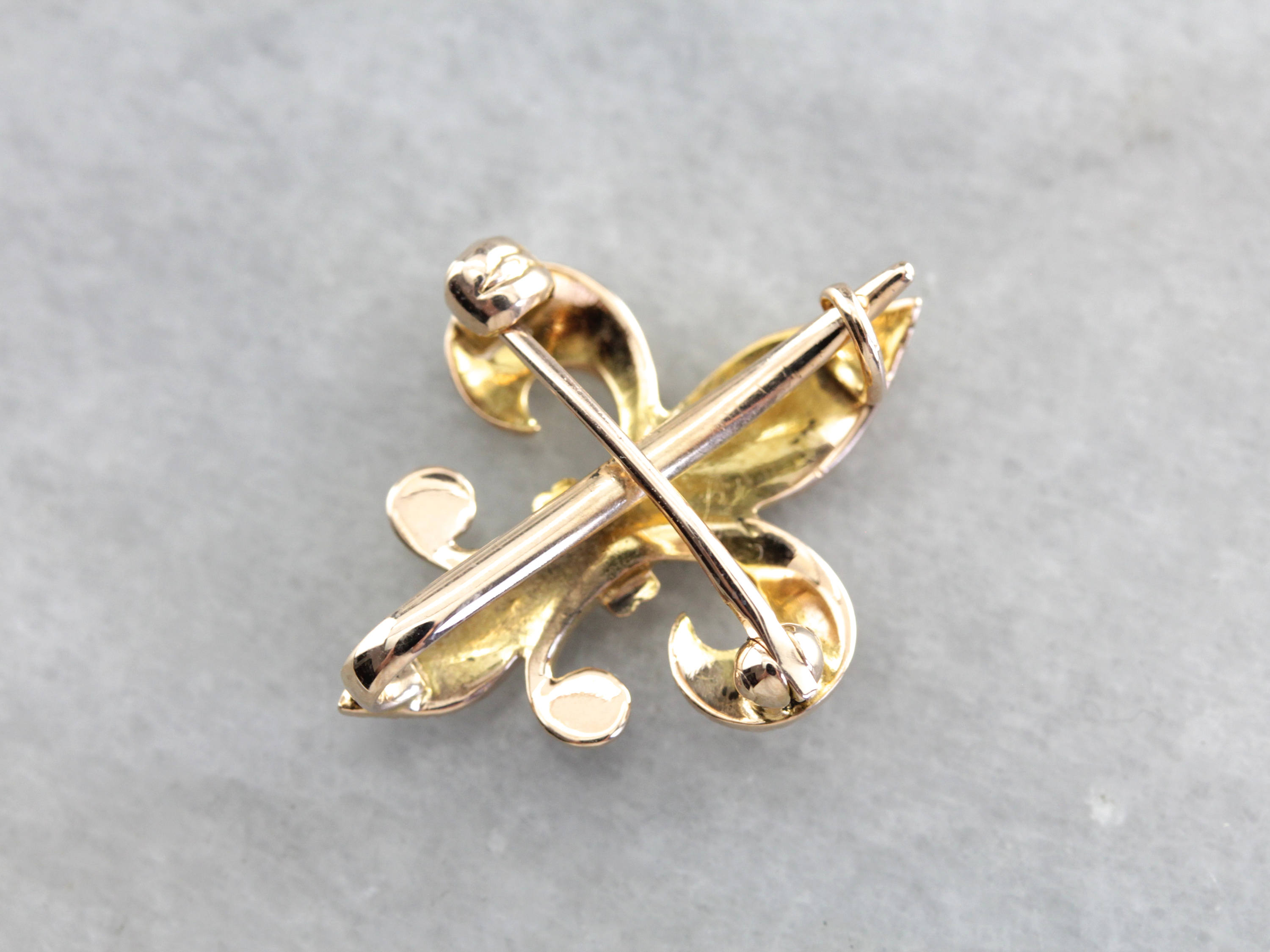 Spilla vittoriana Fleur De Lis in oro 10 carati, spilla unisex - Italia