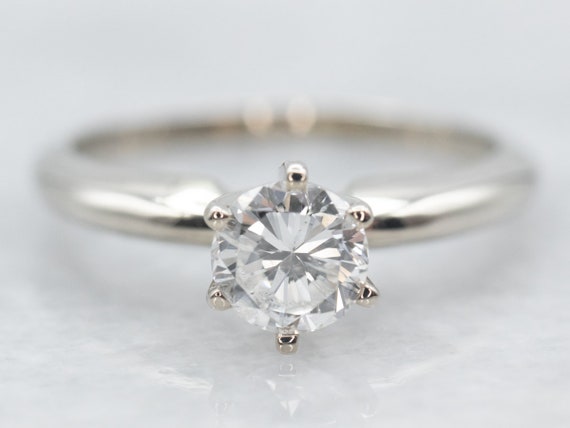 Classic Diamond Solitaire Ring, White Gold Diamon… - image 1