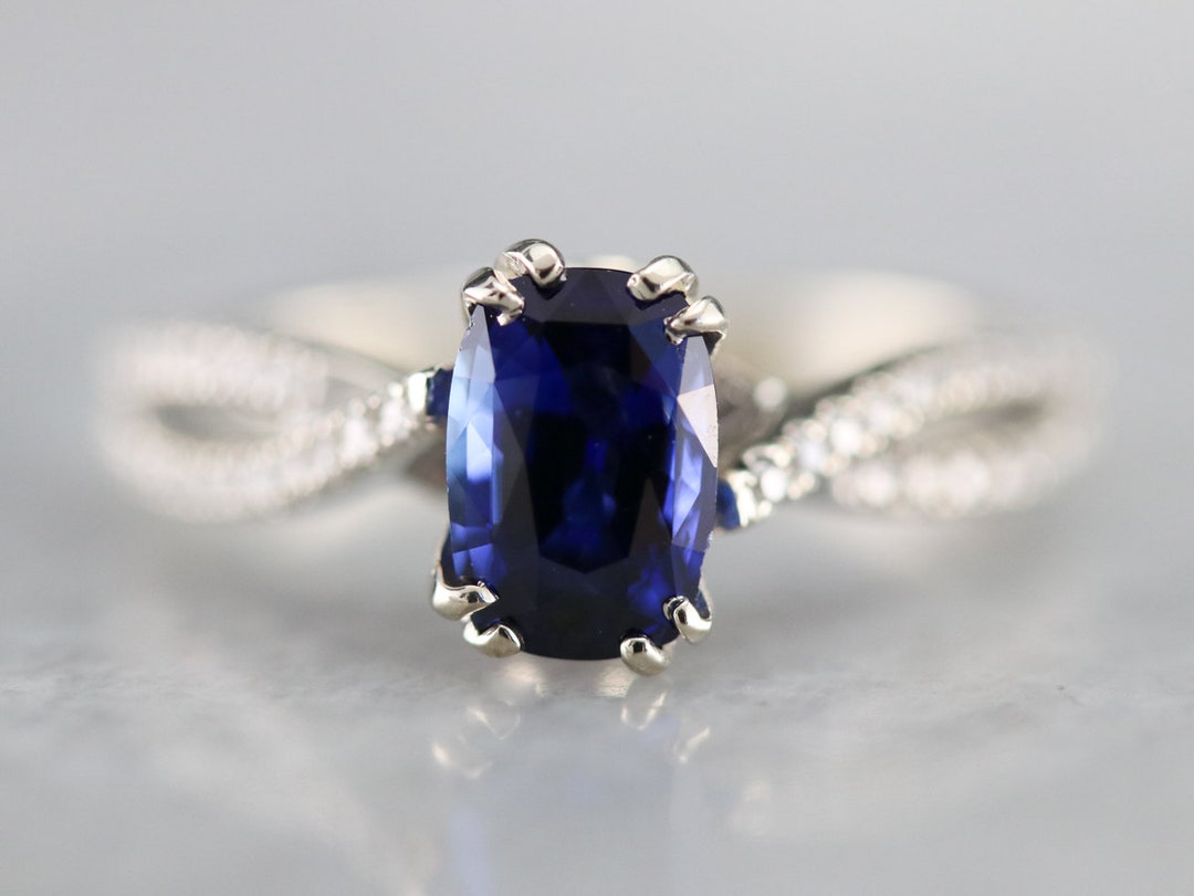 Sapphire Twisting Diamond Engagement Ring Anniversary Ring - Etsy