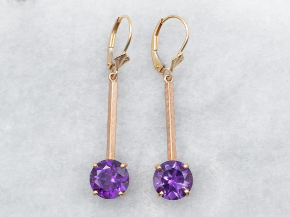 Two Tone Yellow and Rose Gold Round Cut Amethyst … - image 1