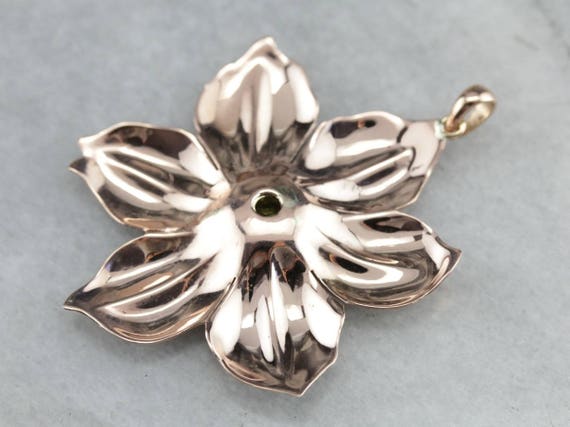 Large Flower Pendant, Mali Garnet, Statement Pend… - image 2
