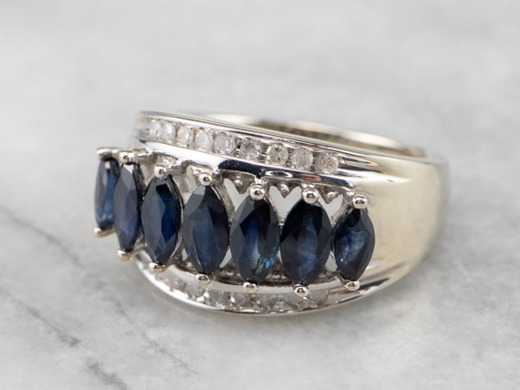 Marquise Sapphire and Diamond Band, Color Stone S… - image 3