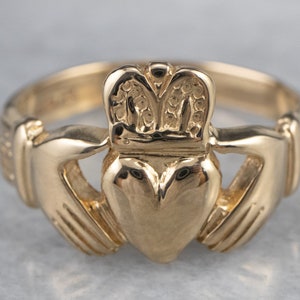 14K Gold Claddagh Ring, Men&#39;s Claddagh Ring, Irish Jewelry, Romantic Gift, Anniversary Gift, Promise Ring, EEHWDAM1
