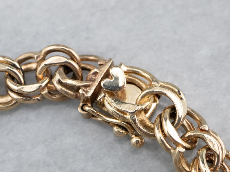 14K Gold Chain Bracelet Charm Bracelet Double Link Chain Etsy