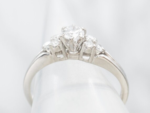 Platinum Diamond Engagement Ring, Round Brilliant… - image 4