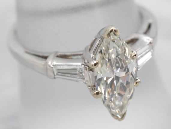 Marquise Diamond Engagement Ring, Vintage Diamond… - image 3