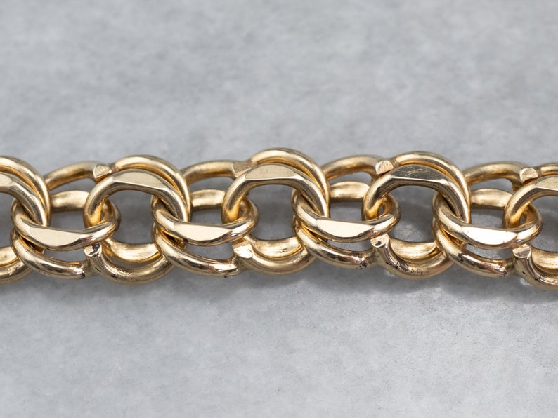 14K Gold Chain Bracelet Charm Bracelet Double Link Chain Etsy