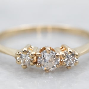 Yellow Gold European Cut Diamond Engagement Ring with Diamond Accents, European Cut Diamond Engagement Ring, Engagement Ring, Ring A34931