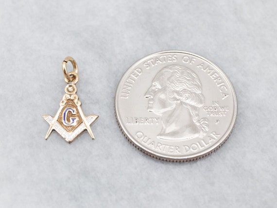 Classic Masonic Symbol Pendant, Antique Gold Maso… - image 2