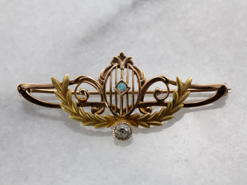 Broche Fleur En Or Jaune - Bijou Art Nouveau Belle Époque France - Objet De Collection N4036