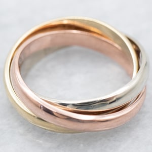 Tri Color Gold Band, Stacking Band, Mix Metal Band, Two Tone Bands, Stacking Bands, Yellow Rose and White Gold A20428