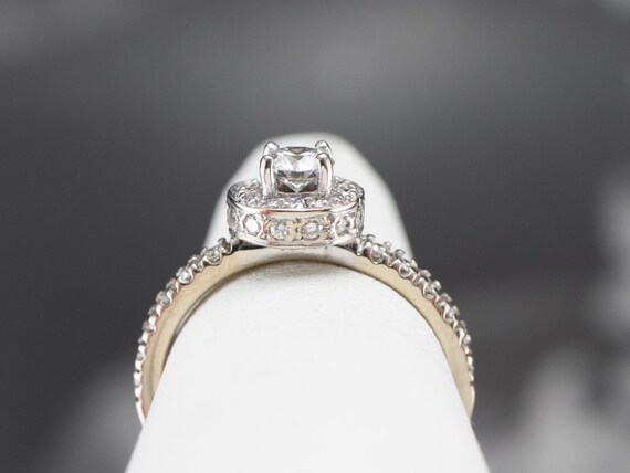 Diamond Halo Engagement Ring, White Gold Diamond … - image 8