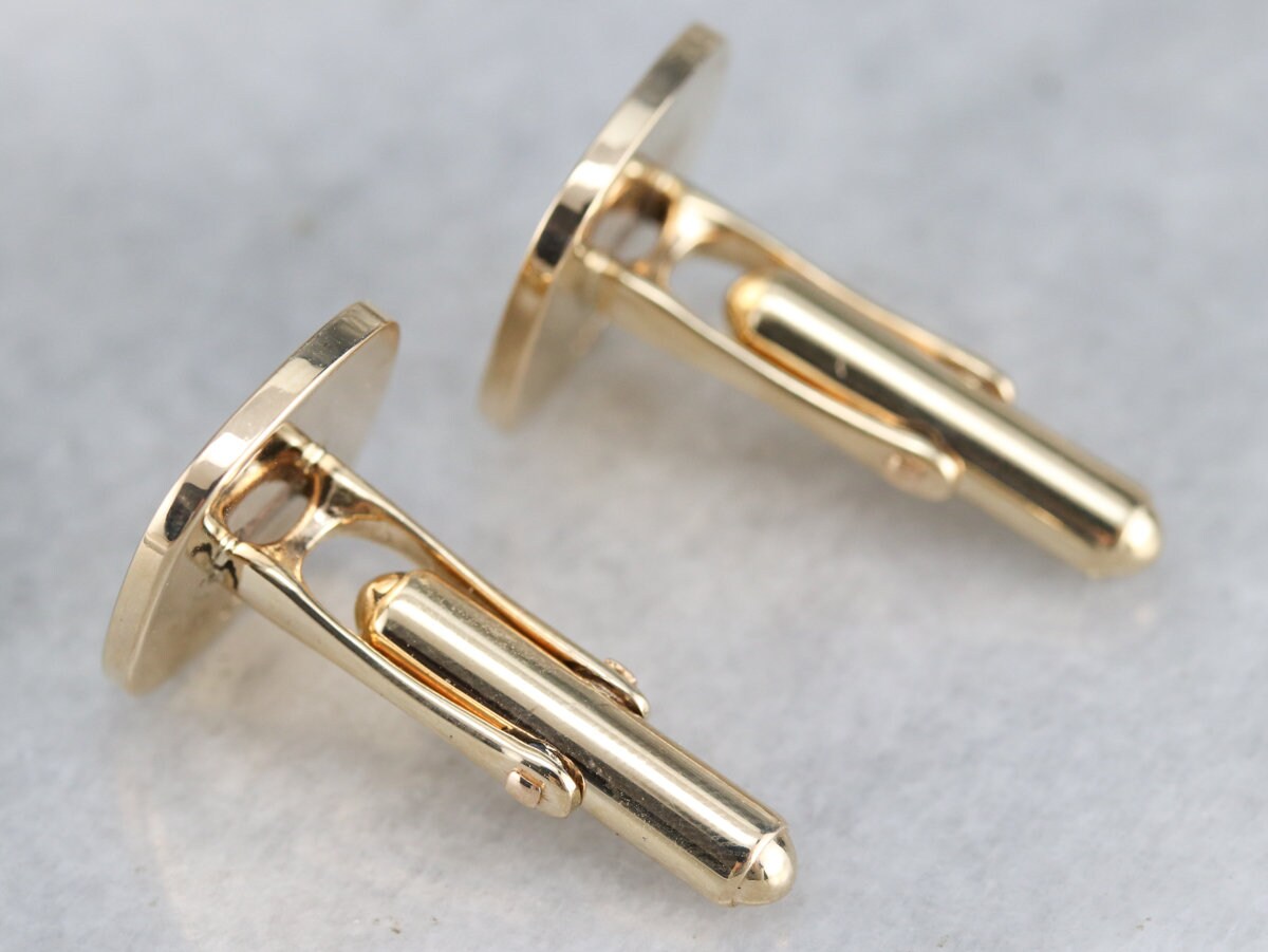 Boutons De Manchette Anciens En Or 14 Carats (10,4g) Avec Monogrammes - Occasion - Pour Homme