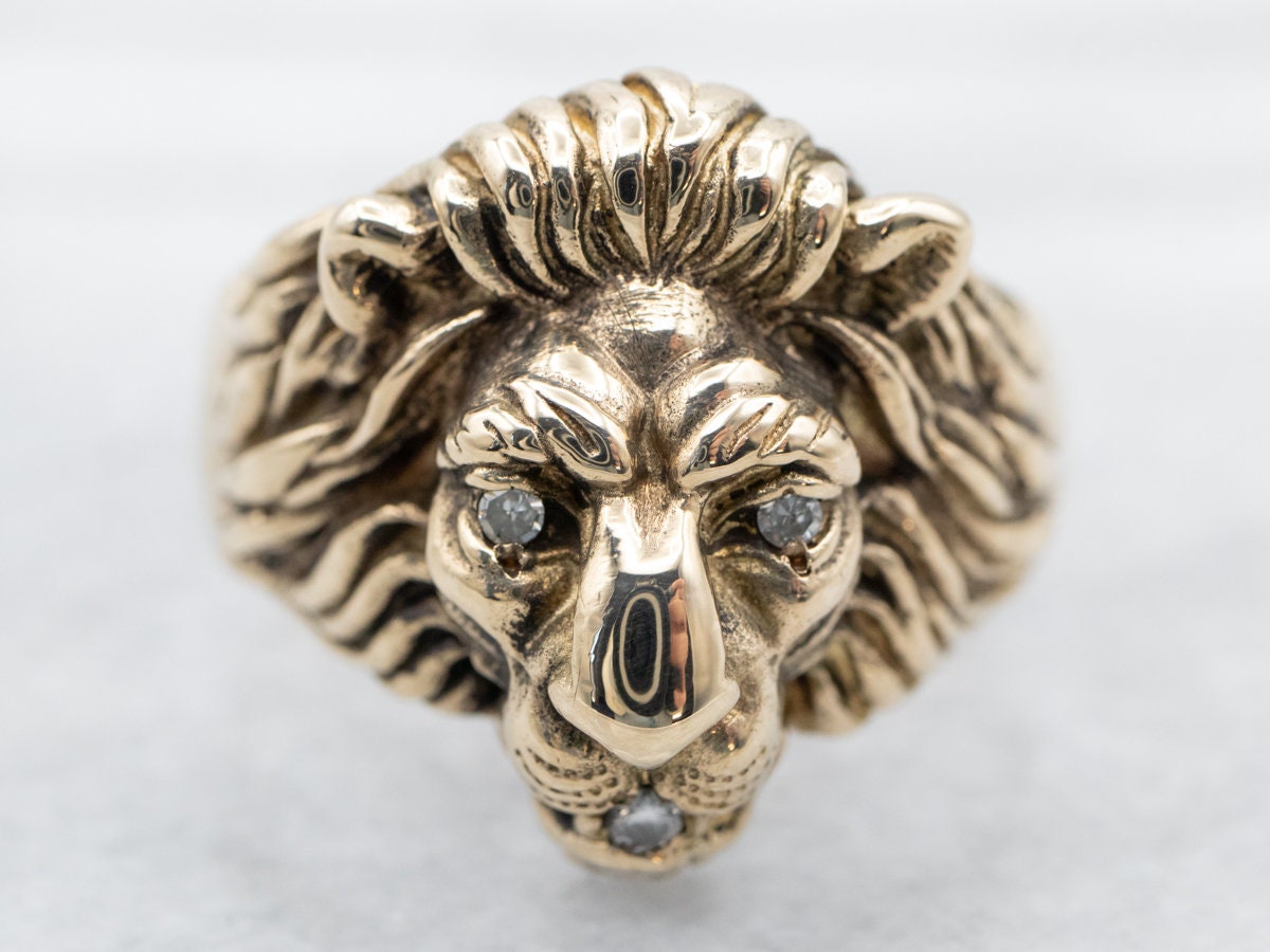 Ruby Blue Quartz Lion Head Mens Band Ring 14k Yellow Gold 1940 Antique –  The Jewelry Gallery of Oyster Bay