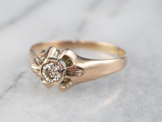 Antique Gypsy Set Diamond Ring, Victorian Diamond… - image 3