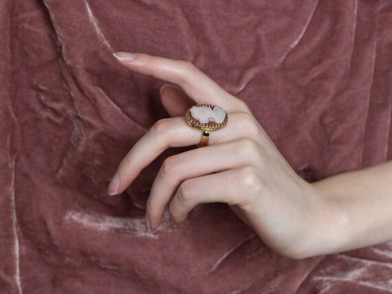 Large Sardonyx Cameo Cocktail Ring, Vintage Cameo… - image 10