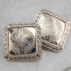 Art Deco White Gold Cufflinks, Antique Cufflinks, Vintage Men's Accessories, Suit Accessories, Groomsmen Gift, Gift for Him, 0AHT7UL0