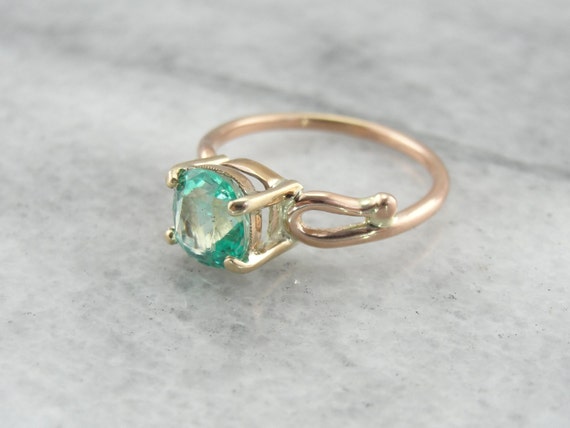 Fine Columbian Emerald Solitaire Ring, Vintage Em… - image 2