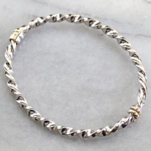 Bracelet jonc en or poli 18 carats, jonc torsadé en or, bracelet en or blanc et jaune, bracelet empilable, bases de la joaillerie DMM8FH79