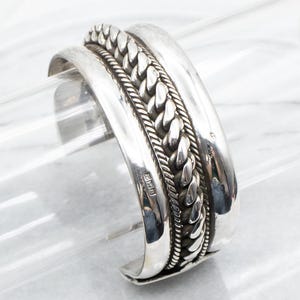 Sterling Silver Heavy Twisting Pattern Cuff Bracelet, Sterling Silver Bracelet, Silver Cuff Bracelet, Sterling Silver Cuff, Bracelet A46595