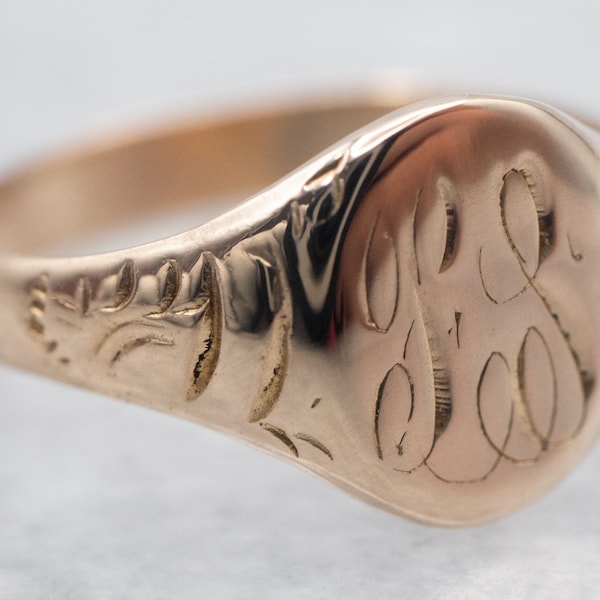 Sello con monograma "PS" antiguo, anillo de sello de oro antiguo, anillo de bautismo, anillo de sello Midi, anillo personalizado, regalo de cumpleaños A28917