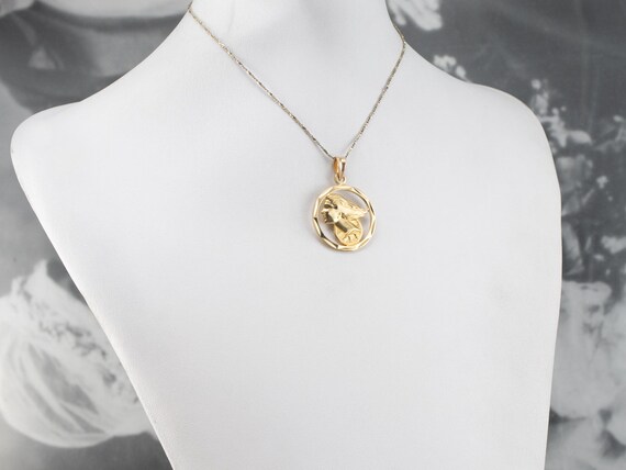 Gold Lady Justice Medallion Pendant 18K 
