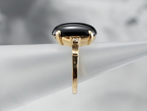 Black Onyx Diamond Yellow Gold Ring, Onyx Stateme… - image 9