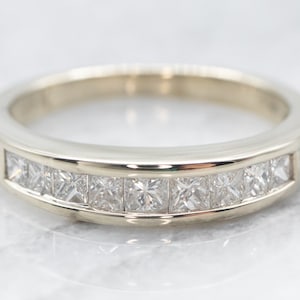 Princess Cut Diamond Band, White Gold Diamond Band, Diamond Wedding Band, Anniversary Band, Stacking Band, Channel Set Diamond Band A21614