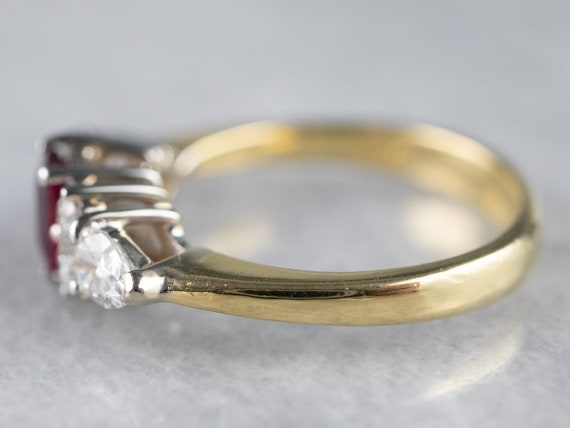 Ruby Diamond Engagement Ring, Ruby 18K Gold Ring,… - image 4