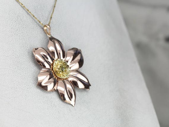 Large Flower Pendant, Mali Garnet, Statement Pend… - image 4