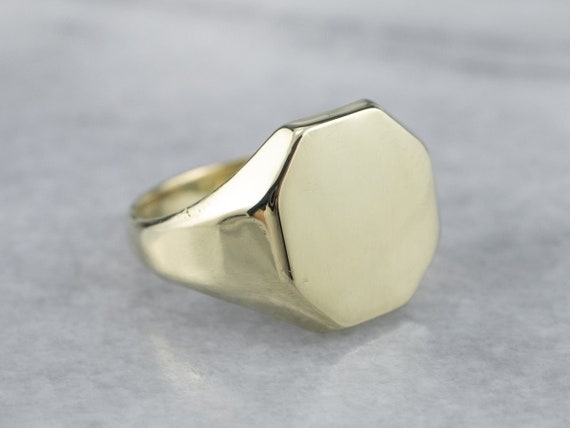 Vintage Octagon Shaped Signet Ring, Unisex Gold R… - image 1