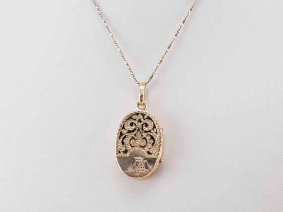 Victorian Revival Locket Pendant, Enamel Gold Loc… - image 9